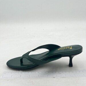 Pazzion Green Open Toe Kitten Heel Flip Flops Slip On Thong Sandals Party Shoes